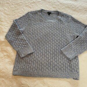 Talbots Pointelle Marl Sweater Womens XL Blue Open Knit Crew Neck long sleeve